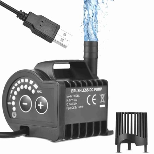 SUBMERSIBLE WATER PUMP STRONG POWER AND 8 LEVELS ADJUSTABLE PORTABLE USB CHARGING FOR FISH TANK AQUARIUM (QR75L) von YULEESIYIP