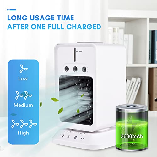 Tragbarer Schreibtischkühlungslüfter Mini Luftkühler Zimmerbefeuchter mit 3 Windgeschwindigkeiten Verstellbarer Windrichtung Timer USB -Verdunstung für Home Schlafzimmer Büro von YULEESIYIP