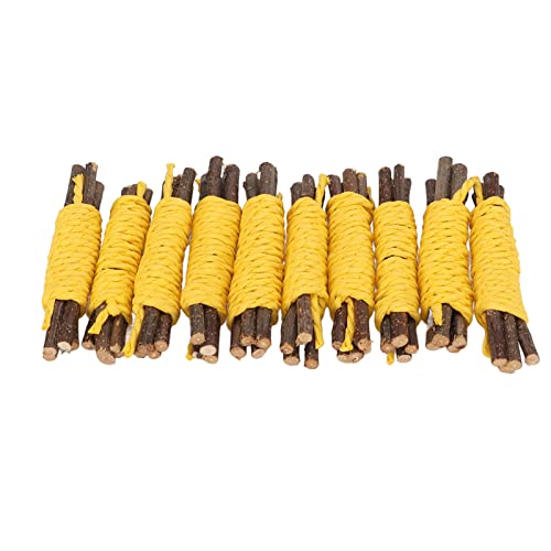 YULEESIYIP 10Pcs Hamster Chew Sticks Branches and Paper Rope Woven Wooden Hamster Bite Toys for Rabbit Hamster Chinchilla (Yellow) von YULEESIYIP