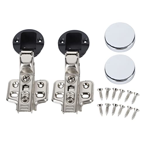 YULEESIYIP 2Set Stainless Steel 201 Cabinet Glass Door Hinge 35 Cup Glass Door Dam Buffer Hinge (Large Bend Insert) von YULEESIYIP