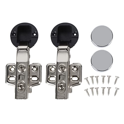 YULEESIYIP 2Set Stainless Steel 201 Cabinet Glass Door Hinge 35 Cup Glass Door Dam Buffer Hinge (Straight ArmFull Overlay 18mm) von YULEESIYIP