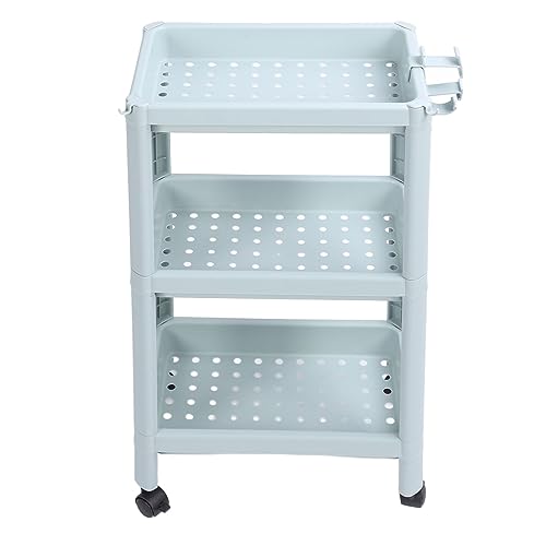 YULEESIYIP Badezimmer Boden Lagerregal Blau Stehende Einheit Offenes Rack Nord Keramik Ecke Organizer (3 Schichten (mit Rädern)) von YULEESIYIP