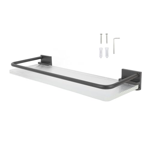 YULEESIYIP Badezimmer Wand montiertes Regal Raum Aluminium Acryl Handtuchregal Aufbewahrung Innovative Multifunktionelle Leichtes Gewicht für kleine Toiletten langlebig (Grau) von YULEESIYIP
