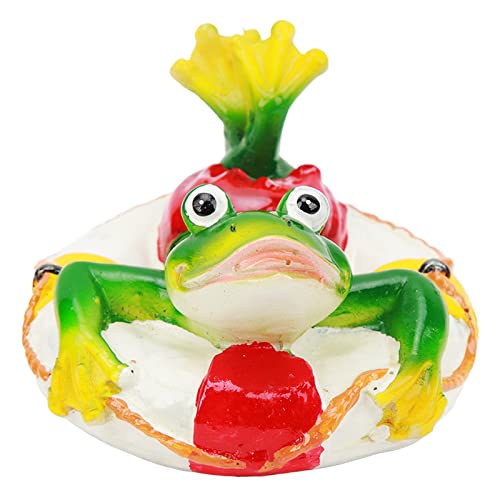 YULEESIYIP Bunte Frosch -Teichverzierungen Langlebiger Harz Wasser schwimmend Frosch Garten Statue Hausgarten Yard (Swimming Ring Frog) von YULEESIYIP