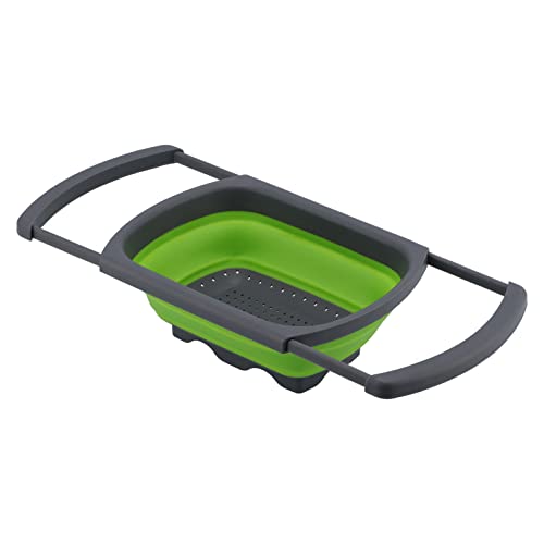 YULEESIYIP Folding Retractable Drain Basket Convenient Draining for Home Kitchen Use (Green) von YULEESIYIP
