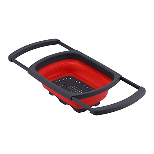 YULEESIYIP Folding Retractable Drain Basket Convenient Draining for Home Kitchen Use (Red) von YULEESIYIP