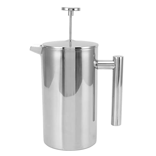 YULEESIYIP French Press Kaffeemaschine Edelstahl Doppelwandige Teekanne Handgebrüht mit Filtersieb Wärmefilter Teekanne Tragbares Design (800 ml) von YULEESIYIP