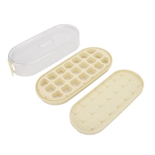 YULEESIYIP Ice Cube Tablett mit großer Kapazität mit Deckel und Mülleimer stapelbar tragbarer Gefrierschrank -Eiswürfelschalen zum Kühlen von Getränken und Säften (Gelb) von YULEESIYIP
