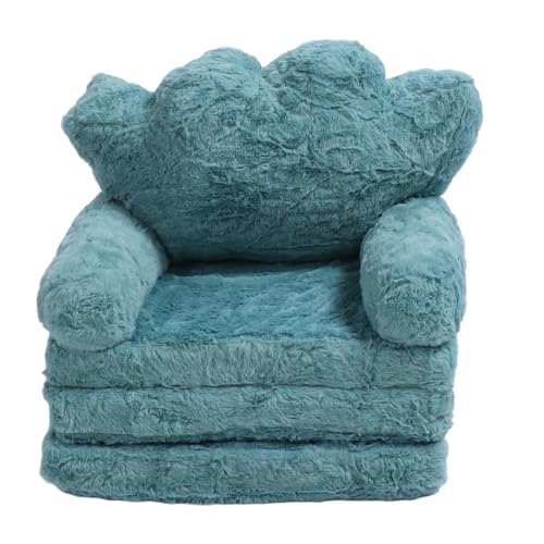 YULEESIYIP Nettes grüne Kinder-Sofa, tragbares und faltbares Design für die Heimschule, Cartoon-Kronmuster, weiches Material, multifunktional für Kindergartenlesen (Dreifachschicht) von YULEESIYIP