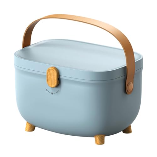 YULEESIYIP Ovaler Kunststofflagerbox mit großer Kapazität Doppelschicht Multicompartment -Organisator Homewohnheim (Blau) von YULEESIYIP