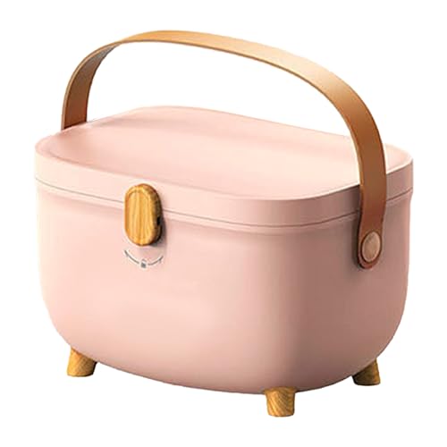 YULEESIYIP Ovaler Kunststofflagerbox mit großer Kapazität Doppelschicht Multicompartment -Organisator Homewohnheim (Rosa) von YULEESIYIP