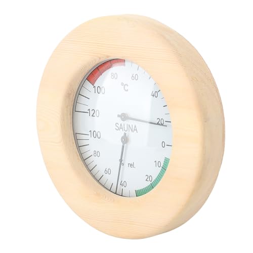 YULEESIYIP Sauna Hygrothermograph 2 in 1 Wand montiert Echtzeitüberwachung Sauna Raum Thermometer Hygrometer Kiefernholz von YULEESIYIP