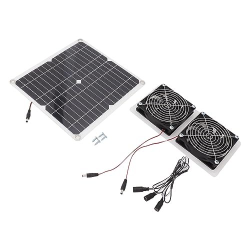 YULEESIYIP Solar Panel Lüfterkit Doppelwetterfächer mit Verlängerungskabel für Hühnerkoop -Gewächshaus im Freien von YULEESIYIP