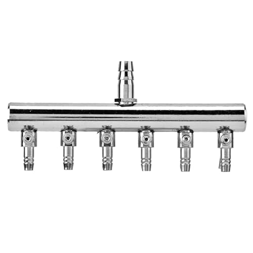 YULEESIYIP Stainless Steel Aquarium Fish Tank Air Flow 8mm Turn to 4mm Splitter Control Valve for Aquarium Oxygen Aeration Pump Accessories (8-Turn 4mm six-Hole Splitter) von YULEESIYIP