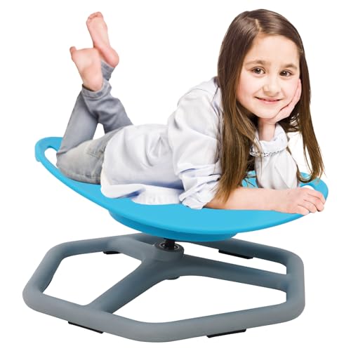 YULEYU Drehstuhl für autistische Kinder, sensorischer drehstuhl für Autismus Training Physische Koordination und Gleichgewicht, mit Sicherheitsgriff und rutschfestem Design, 360° Drehsitz Sitz (Blau) von YULEYU