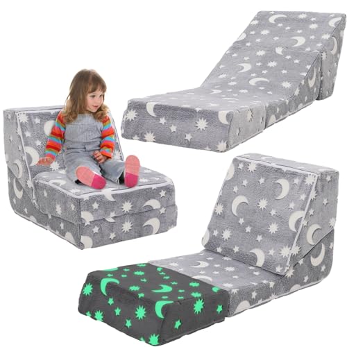 Kindersofa Ausziehbares Schlafsessel, Lounge Stuhl Faltbarer Boden Lounger, Sitzsack für Kinderzimmer, 3-in-1 Klappstuhl für Kinder, Kleinkinder Liegestuhl, Glow Kinder Sofa, kindercouch, Klappcouch von YULEYU