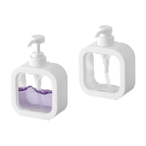 2Pcs Square Kunststoff Seifenspender, Transparent Lotionspender, Transparent Duschgelspender, Plastik Lotionspender, für Badezimmer Küchenspüle Büro Hotel 300 ml/500 ml von YULIAO