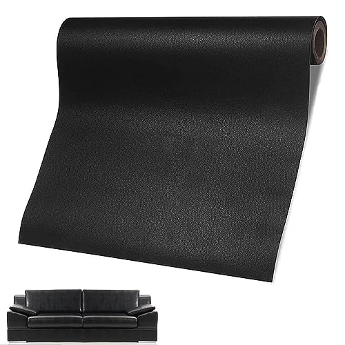 60x137CM Leder Reparatur Patch, Selbstklebender Leder Reparatur Patch, PU Lederreparaturband, Selbstklebende Lederflicken für Sofas, Leder Patch Kit, für Ledertasche Autositz Sofa Möbel (Schwarz) von YULIAO