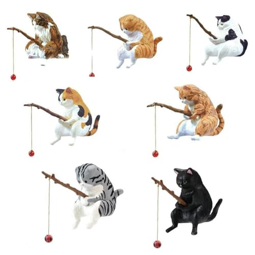YULIAO 7 Stück Katze Angeln Ornamente, Angelnde Katzenstatue, Fischunterschlupf Ornament, Niedliche Katzenfiguren, Interessantes Fisch Tank Ornaments, für Garten Balkon Teiche Schreibtisch Deko YULIAO 7 Stück Katze Angeln Ornamente, Angelnde Katzenstatue, Fischunterschlupf Ornament, Niedliche Katzenfiguren, Interessantes Fisch Tank Ornaments, für Garten Balkon Teiche Schreibtisch Deko von YULIAO