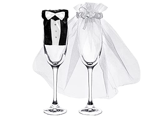 YULKA Glasdekorationen für Braut und Bräutigam Hochzeitskleid und -anzug Festliche Tischdekoration von YULKA