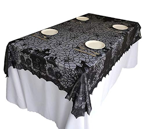 YULOONG Halloween Dekoration Schwarze Spitze Spiderweb Fledermaus Ghost Cloth Cover für Kamin Tisch Tür Fenster Lampe Klimaanlage Wand Horrifying Party Supplies von YULOONG