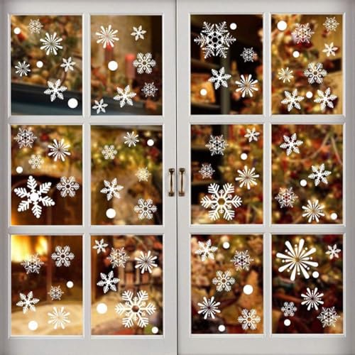 YULOONG Weihnachtsfenster Statische Aufkleber haftet abnehmbare Vinyl Weihnachtsmann Weihnachtsbaum Schneemann Schneeflocke Hirsch DIY Wand Fenster Tür Wandbild Showcase Aufkleber Aufkleber von YULOONG