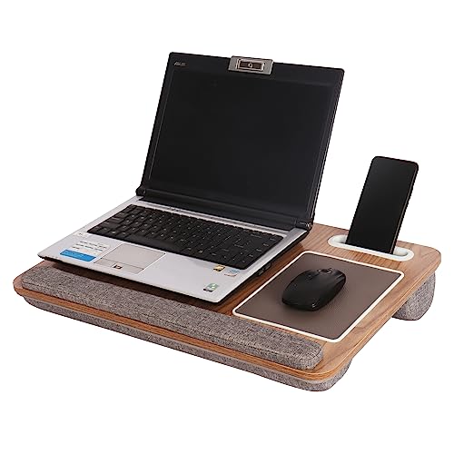 Yulukia Laptopunterlage für Bett mit Mausunterlage & Handgelenkauflage, Multifunktionales Laptop Kissen für max. Notebook, mit Telefonhalter und Mauspad von YULUKIA