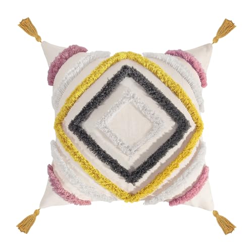 YULUOSHA Dekorative Boho werfen Kissenbezüge weichen Plüsch Couch Kissenbezüge für Haus Lumbal gewebt natürliche Beige Kissen Fall texturierte gestreift gewebt (E, 45x45cm) von YULUOSHA