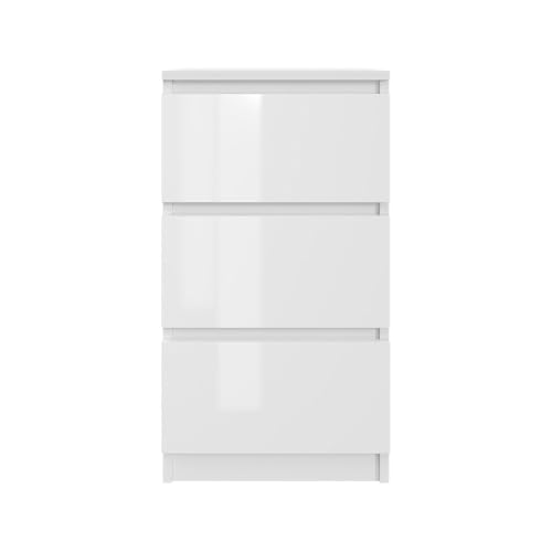 YUMEBLY Kommode mit 3 Schubladen 40 cm | Weiß - glänzende Vorderseite Ideal für Schlafzimmer, Wohnzimmer, Kinderzimmer und Büro | Geräumige Kommode| Modernes Design | 40x75x40 cm YUMEBLY Kommode mit 3 Schubladen 40 cm | Weiß - glänzende Vorderseite Ideal für Schlafzimmer, Wohnzimmer, Kinderzimmer und Büro | Geräumige Kommode| Modernes Design | 40x75x40 cm von YUMEBLY