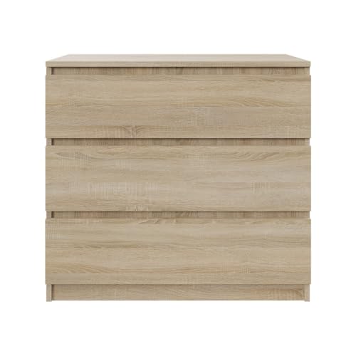 YUMEBLY Kommode mit 3 Schubladen 80 cm | Farbe: Sonoma, Ideal für Schlafzimmer, Wohnzimmer, Kinderzimmer und Büro | Geräumige Kommode| Modernes Design | 80x75x40 cm YUMEBLY Kommode mit 3 Schubladen 80 cm | Farbe: Sonoma, Ideal für Schlafzimmer, Wohnzimmer, Kinderzimmer und Büro | Geräumige Kommode| Modernes Design | 80x75x40 cm von YUMEBLY
