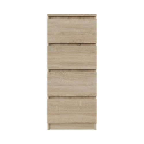 YUMEBLY Kommode mit 4 Schubladen 40 cm | Farbe: Sonoma, Ideal für Schlafzimmer, Wohnzimmer, Kinderzimmer und Büro | Geräumige Kommode| Modernes Design | 40x97x40 cm von YUMEBLY