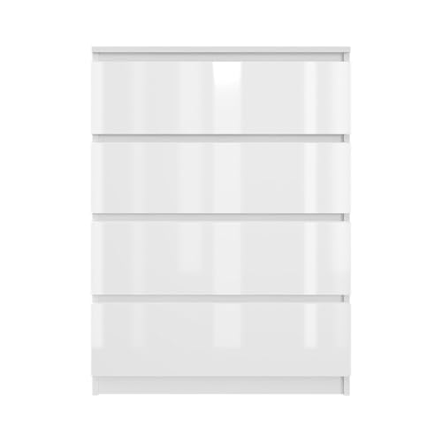 YUMEBLY Kommode mit 4 Schubladen 70 cm | Weiß - glänzende Vorderseite Ideal für Schlafzimmer, Wohnzimmer, Kinderzimmer und Büro | Geräumige Kommode| Modernes Design | 71x97x40 cm YUMEBLY Kommode mit 4 Schubladen 70 cm | Weiß - glänzende Vorderseite Ideal für Schlafzimmer, Wohnzimmer, Kinderzimmer und Büro | Geräumige Kommode| Modernes Design | 71x97x40 cm von YUMEBLY