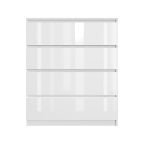 YUMEBLY Kommode mit 4 Schubladen 80 cm | Weiß - glänzende Vorderseite Ideal für Schlafzimmer, Wohnzimmer, Kinderzimmer und Büro | Geräumige Kommode| Modernes Design | 80x97x40 cm YUMEBLY Kommode mit 4 Schubladen 80 cm | Weiß - glänzende Vorderseite Ideal für Schlafzimmer, Wohnzimmer, Kinderzimmer und Büro | Geräumige Kommode| Modernes Design | 80x97x40 cm von YUMEBLY