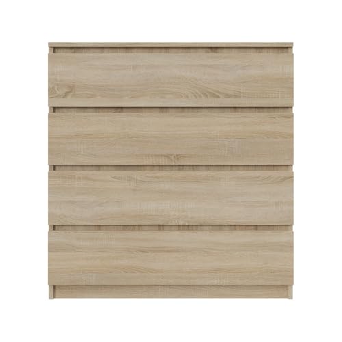 YUMEBLY Kommode mit 4 Schubladen 90 cm | Farbe: Sonoma, Ideal für Schlafzimmer, Wohnzimmer, Kinderzimmer und Büro | Geräumige Kommode| Modernes Design | 90x97x40 cm von YUMEBLY