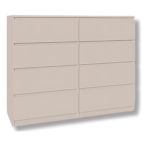 YUMEBLY Kommode mit 8 Schubladen | Kashmir 120 cm Ideal für Schlafzimmer, Wohnzimmer, Kinderzimmer und Büro | Große geräumige Schubladenschrank | 120x97x40 cm von YUMEBLY