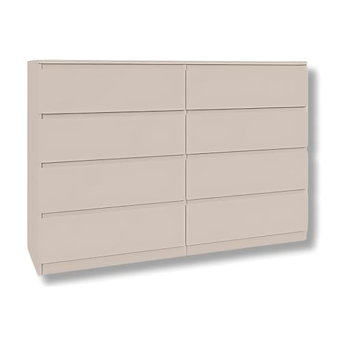 YUMEBLY Kommode mit 8 Schubladen | Kashmir 140 cm Ideal für Schlafzimmer, Wohnzimmer, Kinderzimmer und Büro | Große geräumige Schubladenschrank | 140x97x40 cm von YUMEBLY