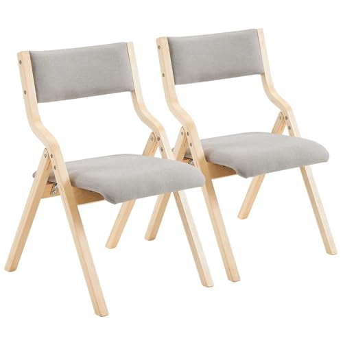 YUMEIGE Familienfreundlicher 2er-Pack Moderne Klappstühle mit gepolsterter Sitzfläche und Rückenlehne, Esszimmerstühle aus Holz, extra Stuhl für Gäste, Wohnzimmer, Büro, Hochzeit, Party von YUMEIGE
