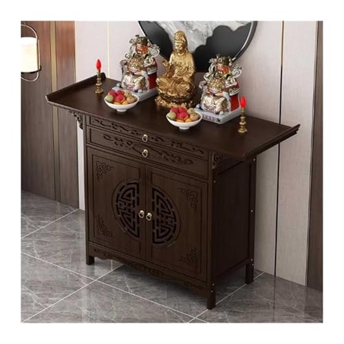 YUMEIGE Familienfreundlicher persönlicher Schrein-Altartisch, Altartisch mit Aufbewahrung, Meditationstisch, chinesischer Schrank, Podest, Angebotstisch (80 cm) von YUMEIGE