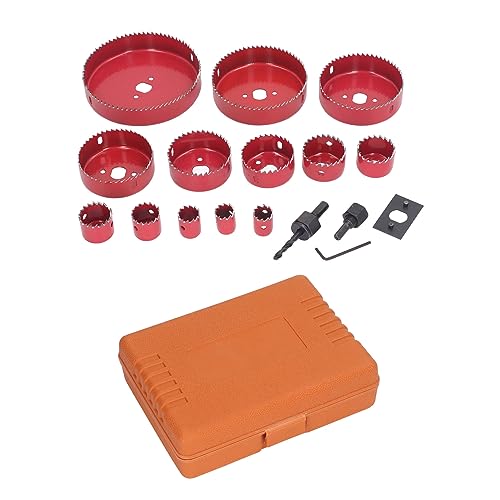 Holzbearbeitungsloch Eröffnungswerkzeug Kit Schnittzähne glatte Chipentfernung Holz Plastik Metall 13 Loch Sägeschneider Kit von YUMILI