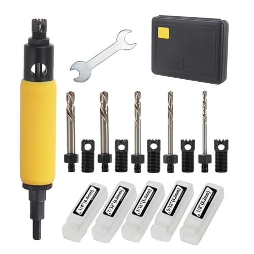 Werkzeugentfernungswerkzeug für Nietentfernung Elektrische Bohrer Blind Nietenentfernung Werkzeugkit für 1/8 5/32 3/16 7/32 1/4 Zoll Nieten Gelbgelb von YUMILI