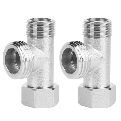 YUMILI 2pcs 3 Wege ventil,wasseranschluss verteiler, 3 WegeAnschlussventil WC-Umschaltventil-Adapter Spülventil,Seitliche 1/2-Zoll-Zähne, gerade Zähne sind 3/8-Zoll-Zähne(EU3/8) von YUMILI