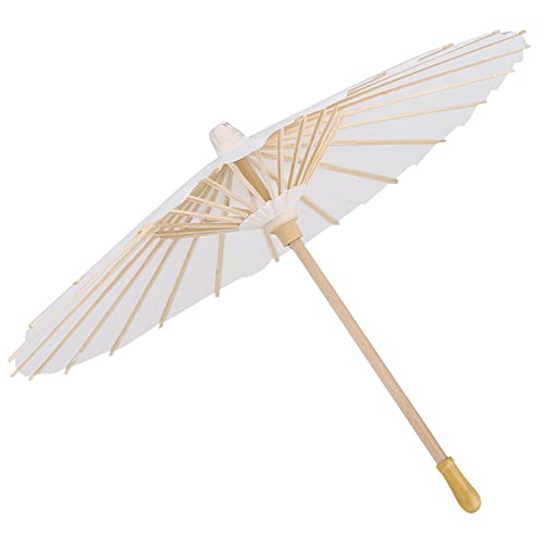 YUMILI Papierschirm – Weißer Papierschirm, Sonnenschirm, Hochzeit, Brautparty, Dekoration, Papierschirm, Foto, Cosplay-Requisite, Durchmesser 20 cm/30 cm/40 cm/60 cm(Diameter 40cm) von YUMILI