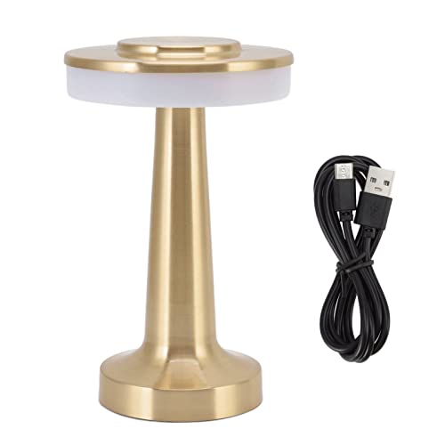 YUMILI Tragbare LED-Tischlampe - Retro Touch Control 3 Stufen Farbtemperatur Wiederaufladbare Tischlampe Nachtlicht Nachttischlampe für Hotel(Gold) von YUMILI