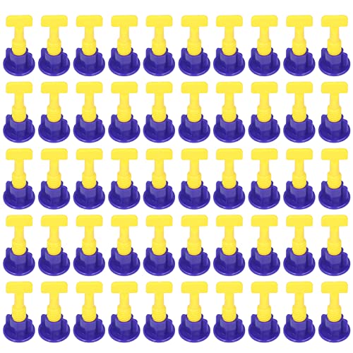 Yumili 50pcs Tile Leveling System Leveler Kit Floor Spacer -Werkzeugset mit Schraubenschlüssel für Zuhause (Blau gelb) von YUMILI