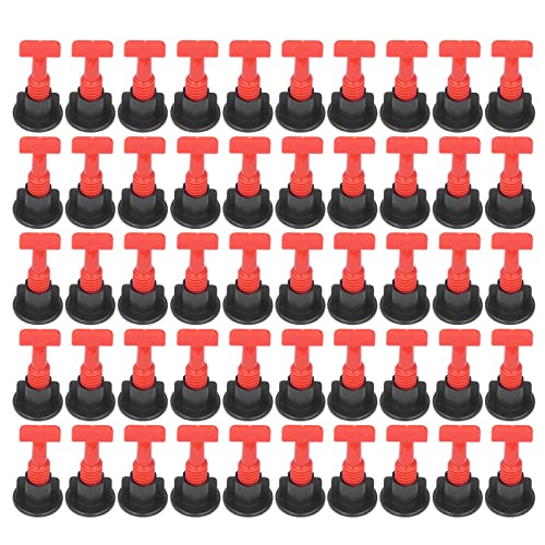 Yumili 50pcs Tile Leveling System Leveler Kit Floor Spacer -Werkzeugset mit Schraubenschlüssel für Zuhause (Schwarz rot) von YUMILI