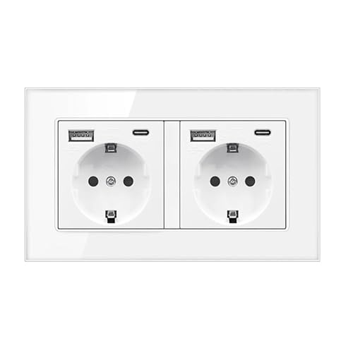 3-in-1-Wandsteckdose, 3-in-1, Mehrfachsteckdose, USB Typ A und Typ C mit Überstromschutz, Universal-Steckdose, geeignet für das Bürohotel zu Hause (weiß) von YUMIPDD