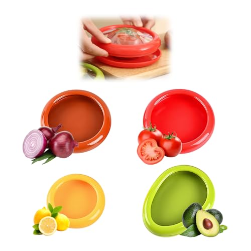 4 Stück Silikon Frischhaltebehälter, Aufbewahrungsbox Tomatenschoner Wiederverwendbare Kühlschrank, Fruit Storage Containers, Obst Gemüse Sparer für Kühlschrank Konservieren von Obst und Gemüse von YUMIPDD