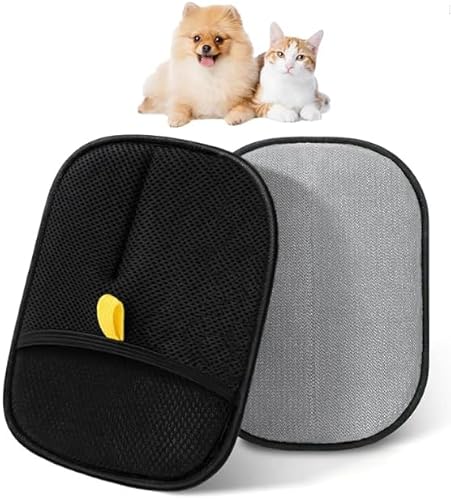 YUMIPDD 2 Stück Fellmagnet Handschuhe Doppelseitig, Tierhaarentferner Handschuh, Anti-Statik Haarentfernungshandschuh für Hunde & Katzen, Wiederverwendbar Haarentferner zur Fellpflege im Alltag von YUMIPDD