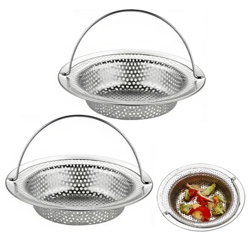 YUMIPDD 2 Stück Filter für Spüle 11 x 8 x 2 cm, Filter für Spülbecken aus Edelstahl, Filter für Küchenspüle, Abflussfilter aus Edelstahl mit abnehmbarem Griff von YUMIPDD