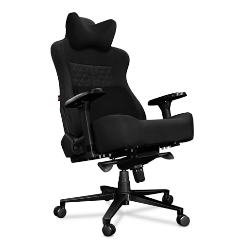 YUMISU 2052 Bürostuhl Gaming Stuhl - Gamingstuhl mit Memory Foam Kissen in Velours - Gamer Stuhl Stoff Schwarz mit 4D-Armlehnen - Gaming Sessel mit Leisen Gummiräder - Computerstuhl bis 180 kg von YUMISU